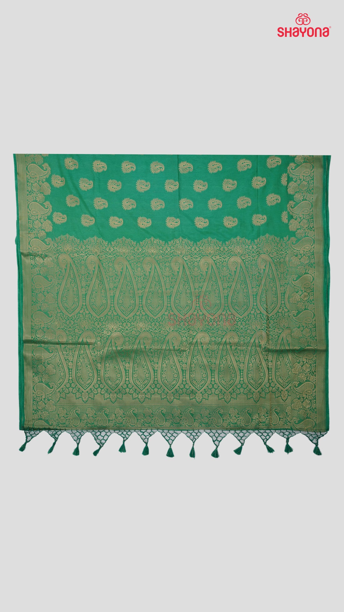 Medium Aqua Banarasi Soft Silk Saree with Golden Butta & Nakshi Border
