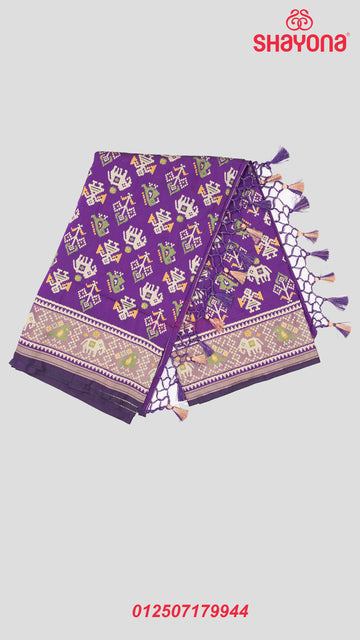 Dark Purple Artificial Powerloom Silk Thread Patola Saree – Tradition Reimagined