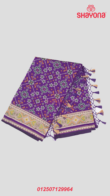 Dark Purple Artificial Powerloom Silk Thread Patola Saree