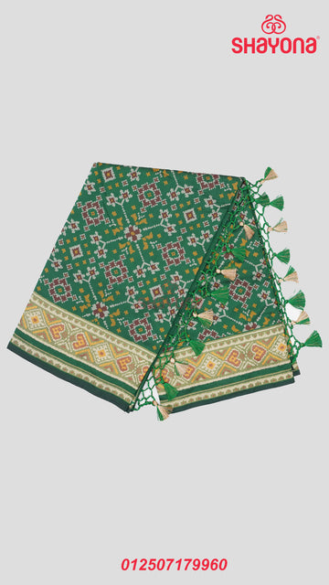 Green Artificial Powerloom Silk Thread Patola Saree