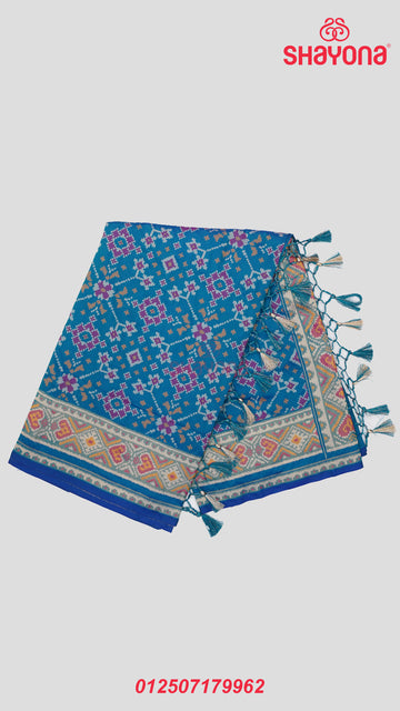 Steel Blue Artificial Powerloom Silk Thread Patola Saree