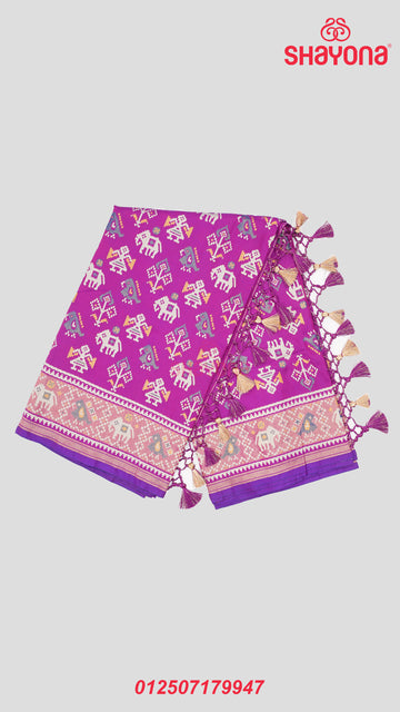 Dark Violet Red Artificial Powerloom Silk Thread Patola Saree