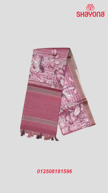 Dark Violet Red Tussa Cotton Saree – Vibrant Elegance for Every Occasion