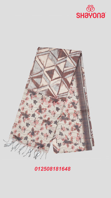 Dark Rose Gold Weaved Tussa Based Cotton Saree