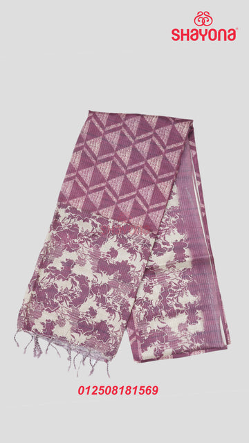 Magenta Weaved Tussa Based Cotton Saree