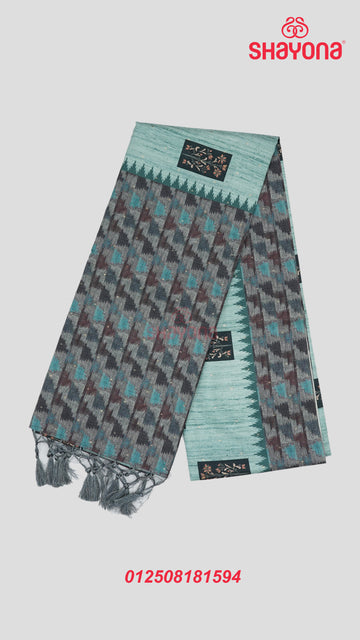 Pestal Sky Blue Tussa Based Cotton Saree with Multicoloured Floral Butta & Digital Print