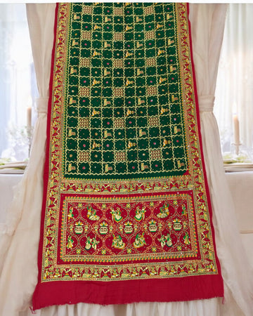 MAROON-GREEN GHARCHOLA SAREE