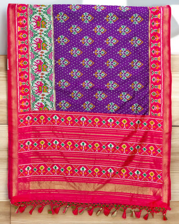 RED-PURPLE SILK PATOLA SAREE