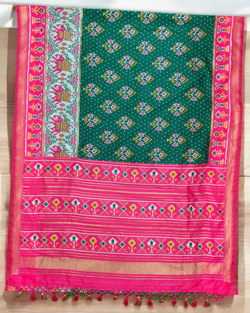 PINK-GREEN SILK PATOLA SAREE
