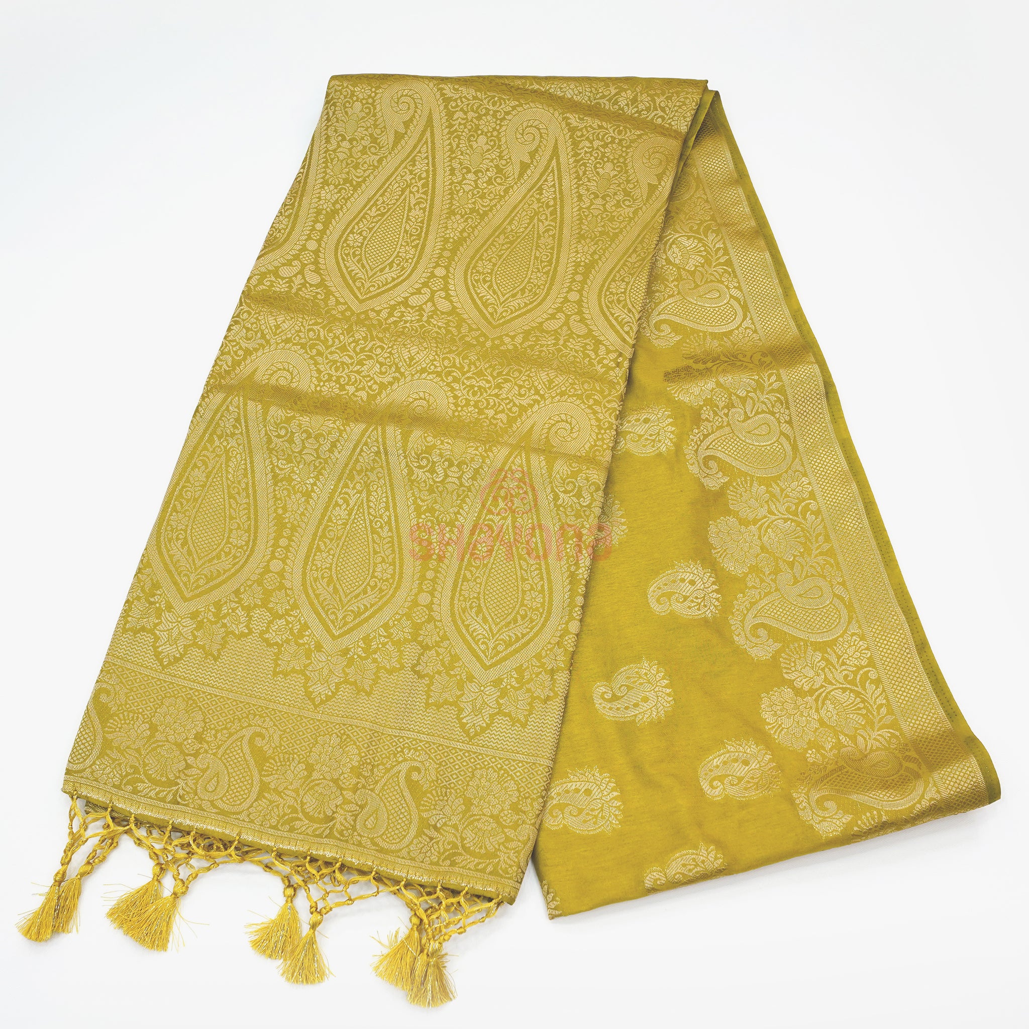 Yellow Gold Banarasi Soft Silk Saree – Radiance in Every Drape