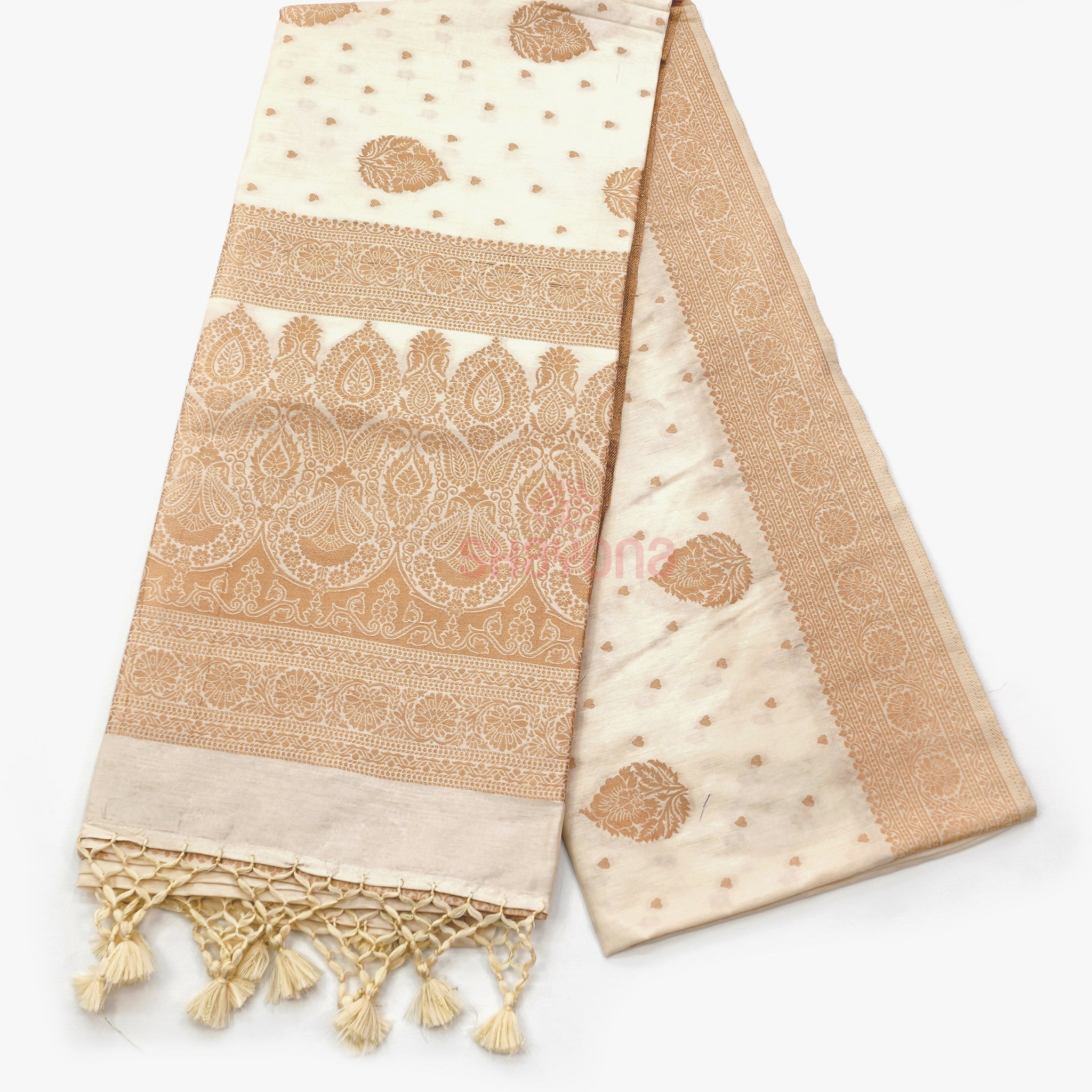 Ivory White Banarasi Soft Silk Saree – Pure Grace in Every Drape
