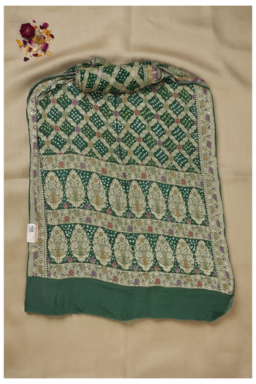Bottle Green Banarasi Art Silk Wedding & Party Wear Saree