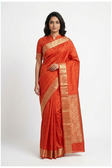 Crimson Red Pure Silk South Wedding & Party Wear Saree