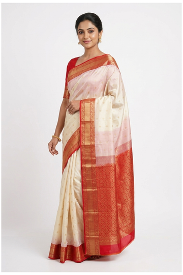 Ivory South Silk Art Silk Crepe Wedding & Party Wear Saree