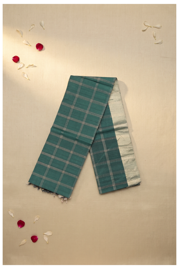 Teal Green Cotton Party Wear Saree
