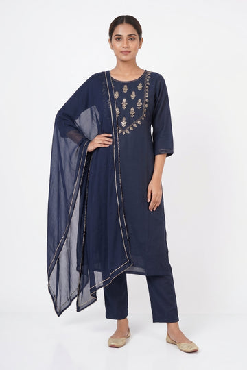 Royal Navy Embroidered Indo-Western Suit Set