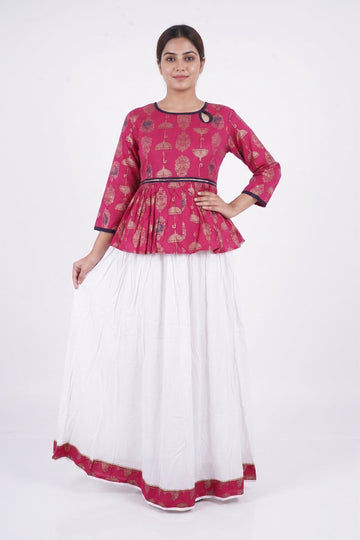 Rani Pink Festive Peplum Indo-Western Set