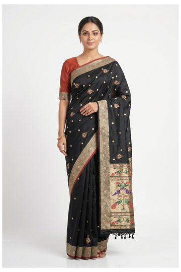 Black Banarasi Art Silk Wedding Saree