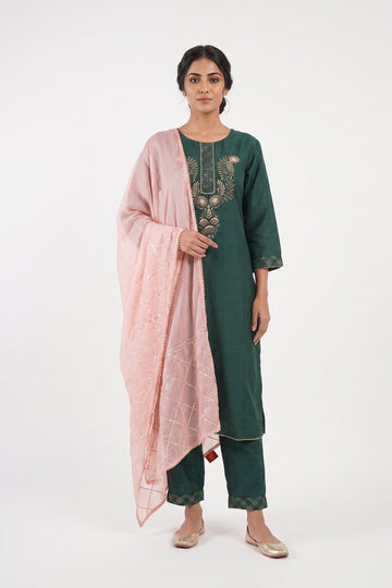 Emerald Grace Embroidered Indo-Western Suit Set