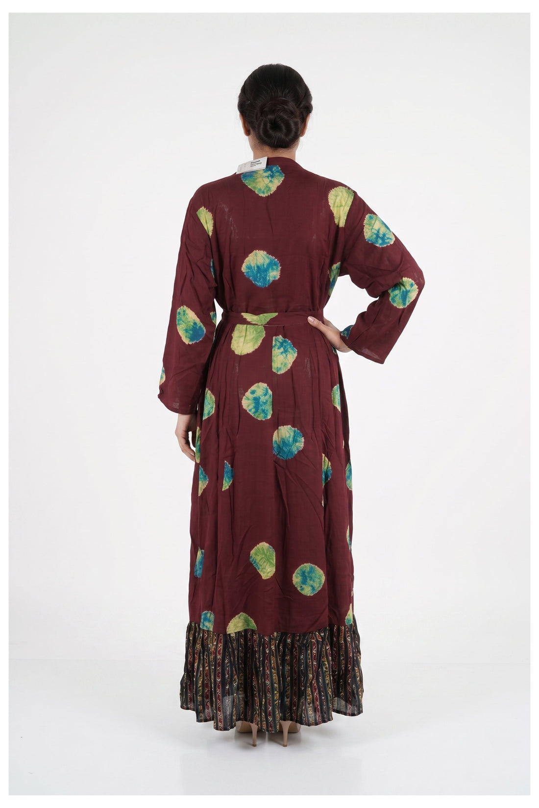 Maroon Tie-Dye Printed Flared Dress