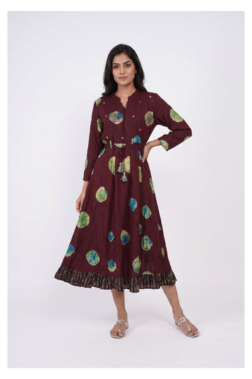 Classic Black Floral Printed Indo-Western Midi Gown