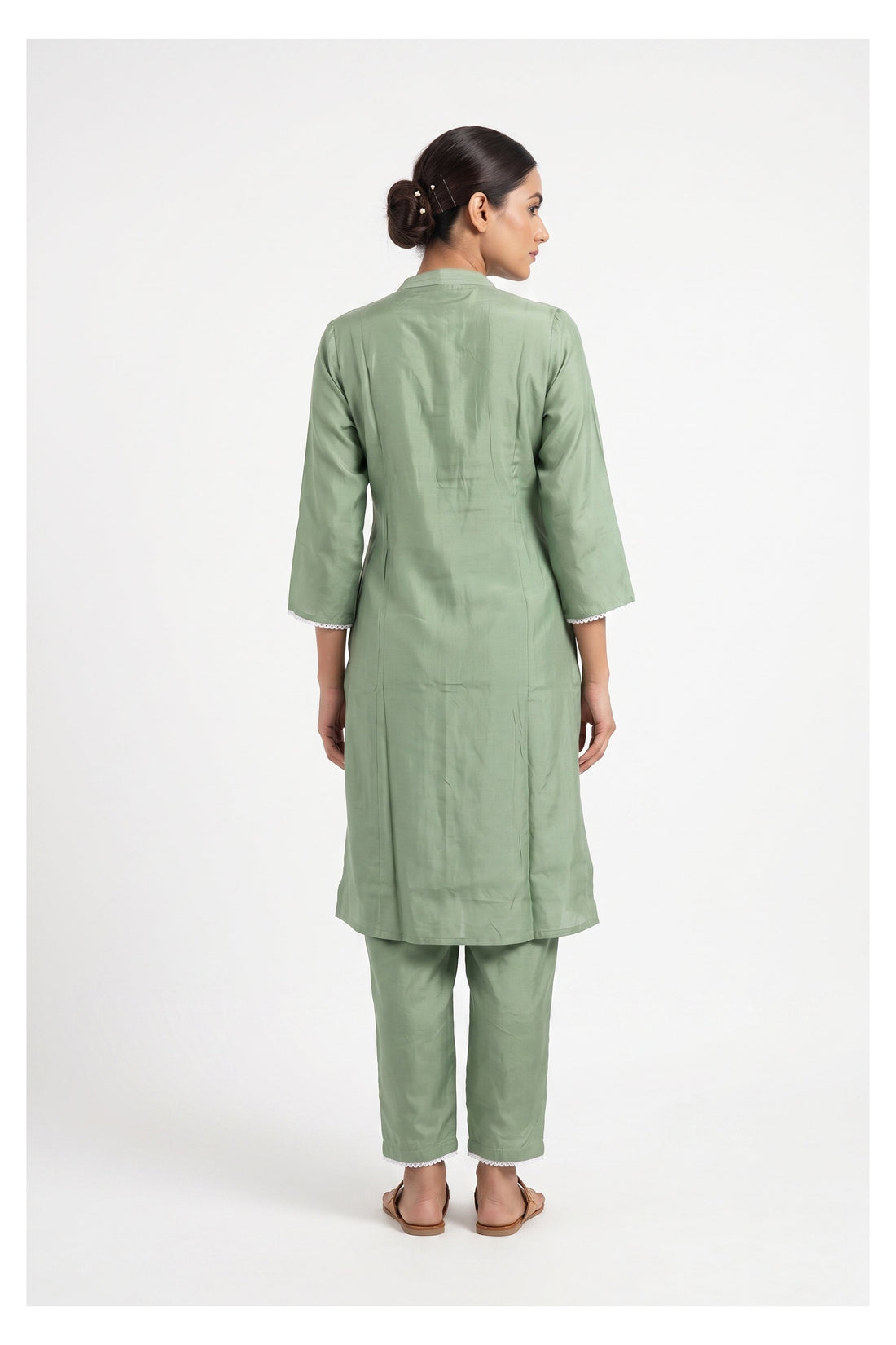 Sea Green Printed Indo-Western Layered Dress Set