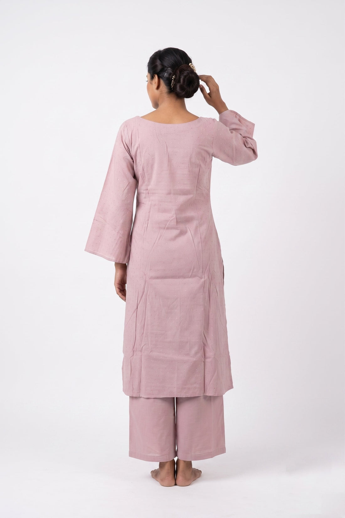 Blush Pink Handcrafted Kurta Palazzo Set With Ombre Dupatta