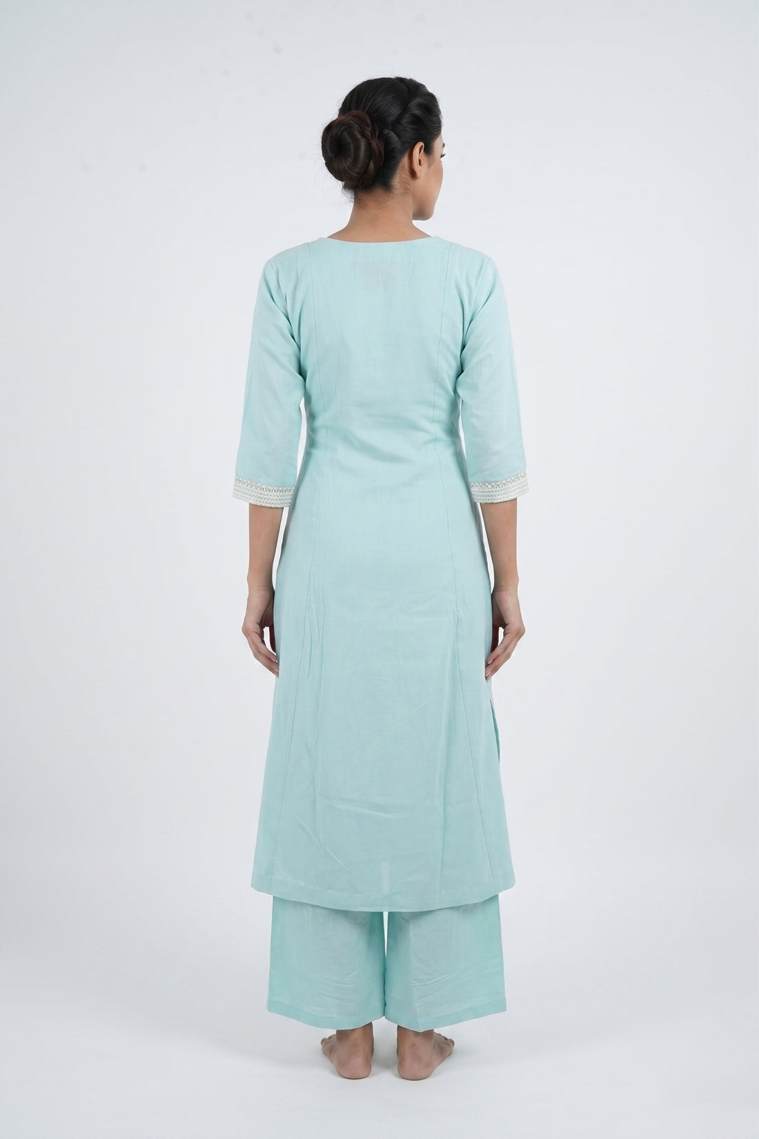 Powder Blue Minimalist Kurta Palazzo Set