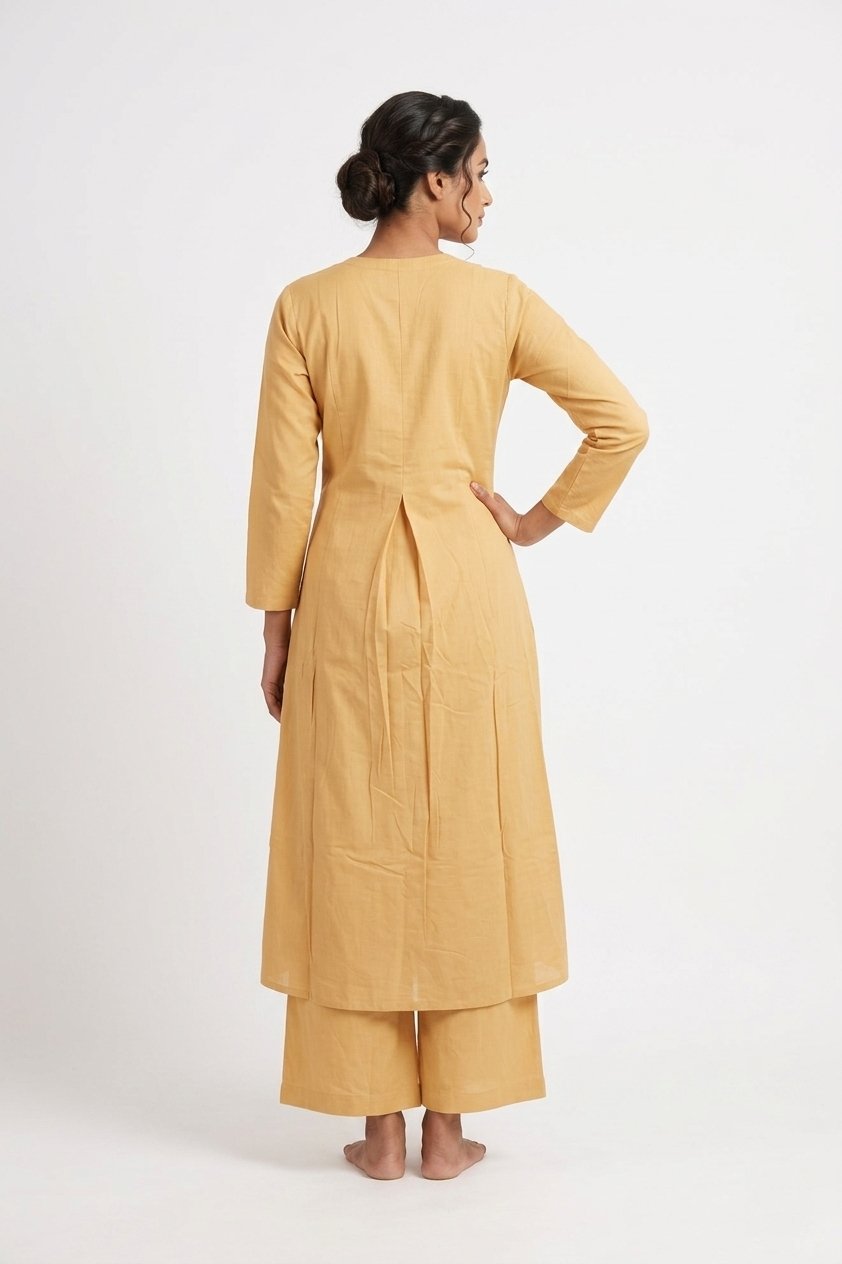 Mustard Yellow Elegant Kurta Set With Woven Dupatta
