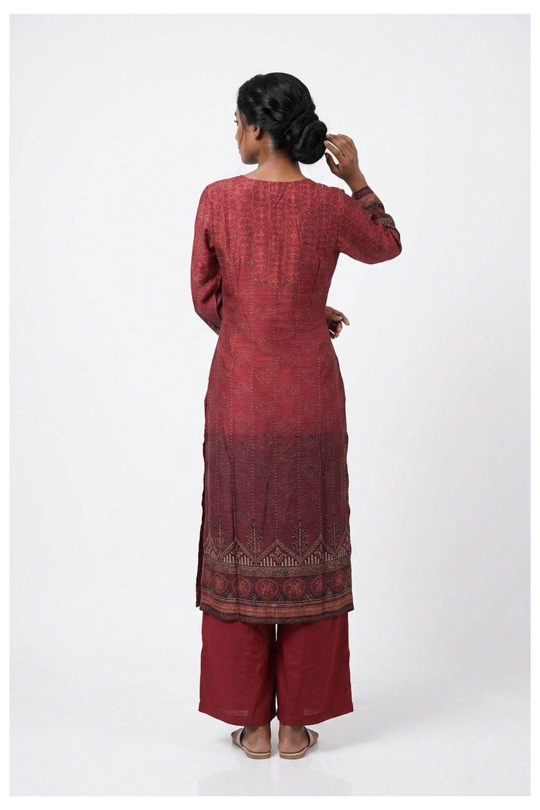 Royal Maroon Ethnic Printed Party Wear Suit Set