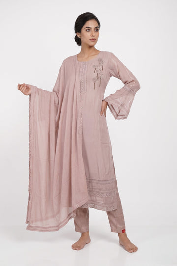 Blush Pearl Embroidered Indo-Western Suit Set