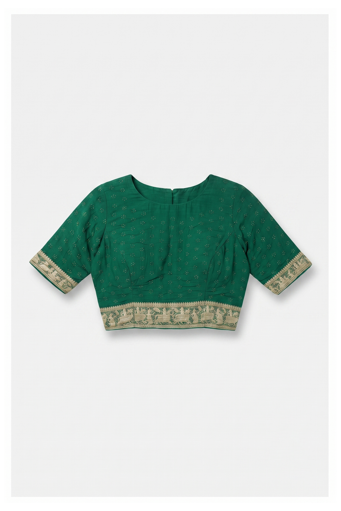 Elegant Emerald Green Banarasi Georgette Bandhani Saree With Royal Zari Procession Border