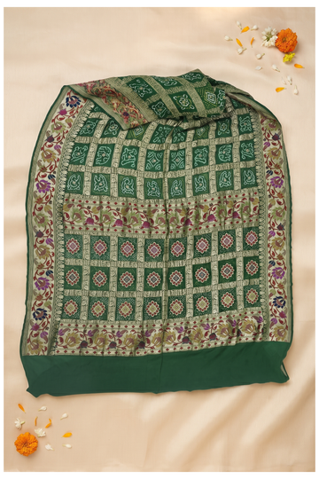 Bottle Green Gajji Silk Gharchola Wedding Saree