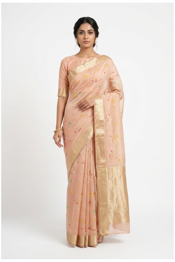 Blush Pink Banarasi Art Silk Wedding Saree