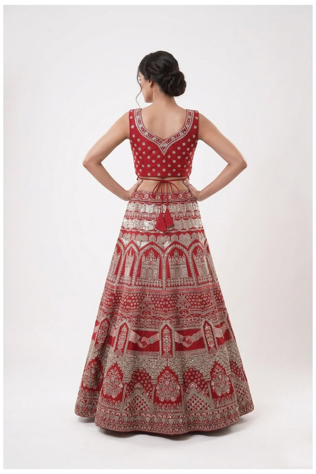 Designer Bridal Lehenga Choli With Embroidered Net Dupatta