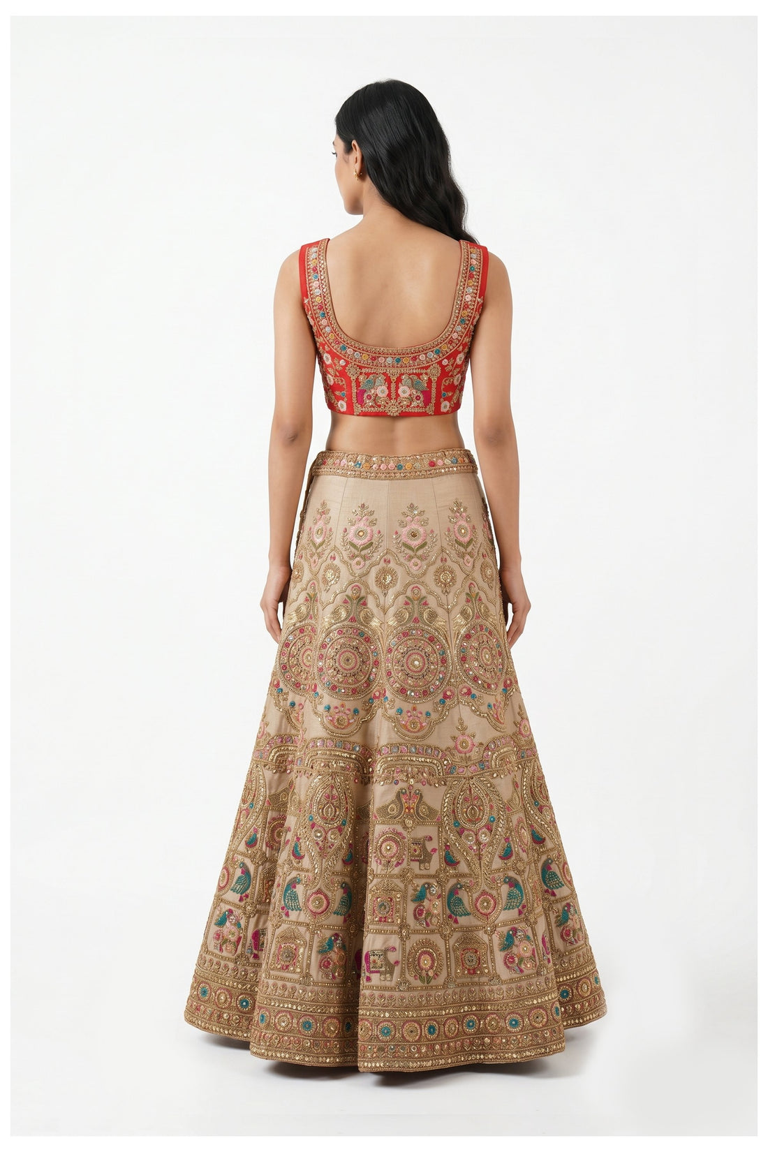 Beige Embroidered Designer Lehenga Choli With Net Dupatta