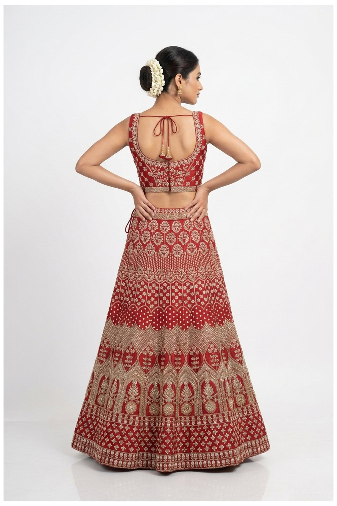 Designer Red Bridal Lehenga Choli With Net Dupatta