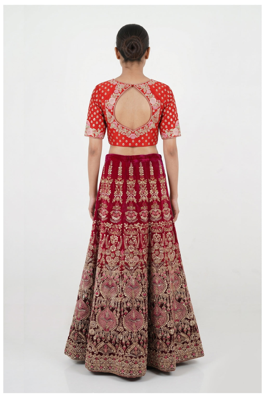 Rani Pink Embroidered Lehenga Choli With Net Dupatta