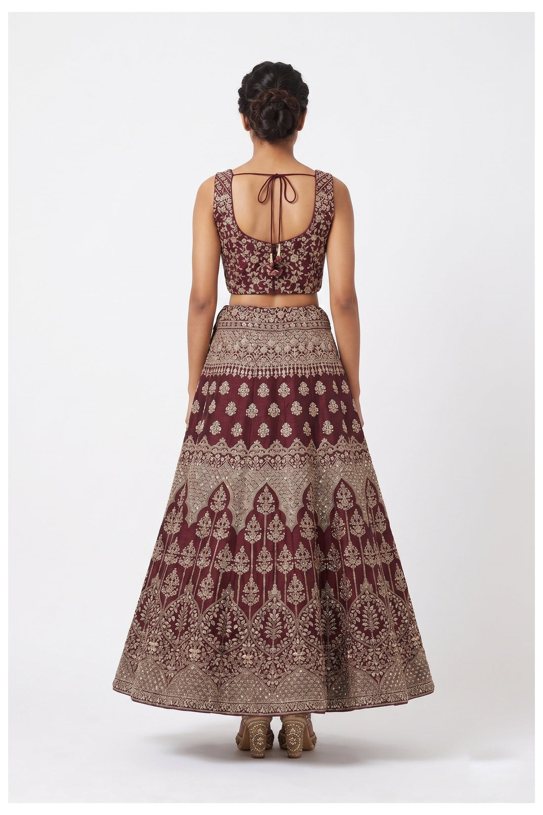 Wine Embroidered Designer Lehenga Choli With Net Dupatta