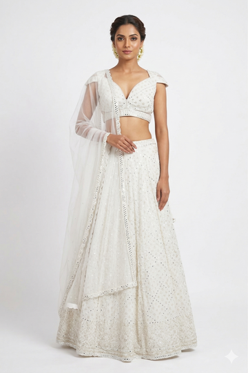 WHITE LEHENGA CHOLI