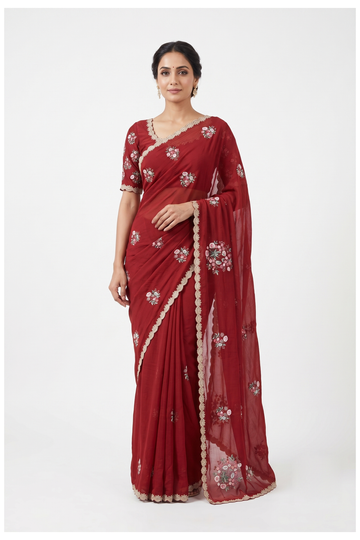 Maroon Banarasi Art Silk Wedding Saree