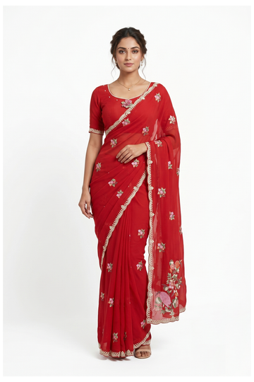 Maroon Banarasi Art Silk Crepe Saree For Weddings & Parties
