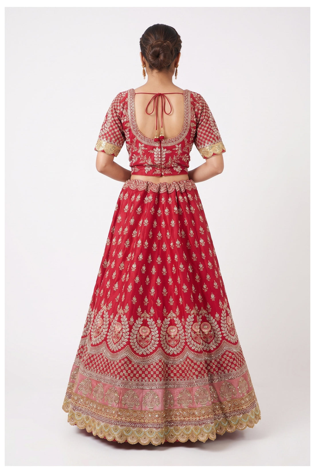 Rani Pink Embroidered Bridal Lehenga Choli With Net Dupatta