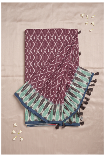 Maroon Printed Cotton Wedding & Party Wear Saree