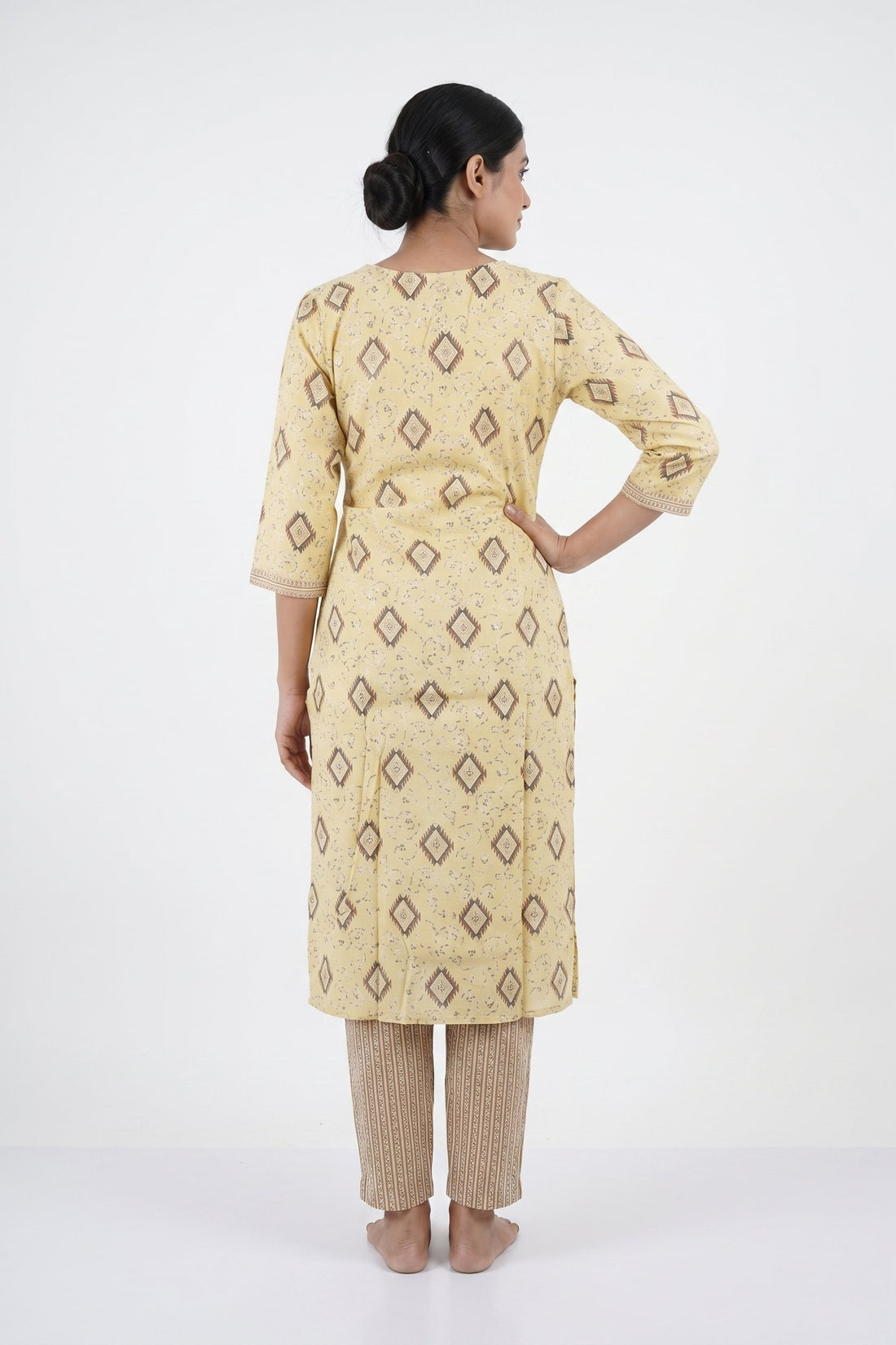 Sunshine Beige Printed Kurta Set With Dupatta