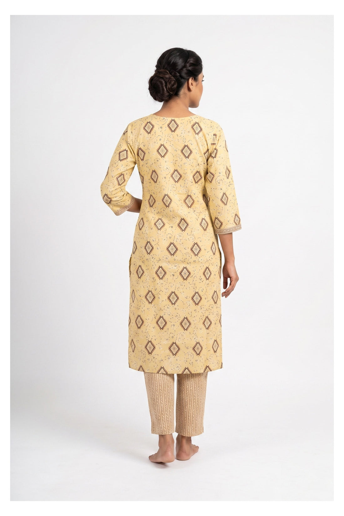 Butter Yellow Printed Kurta Set With Designer Dupatta