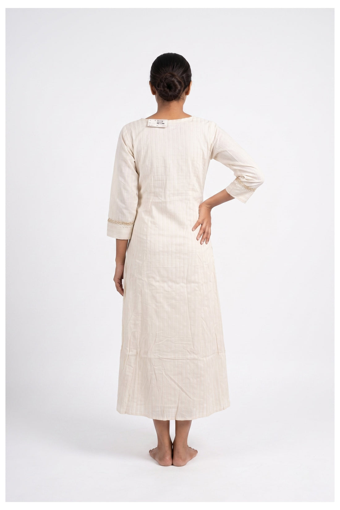 Ivory Embroidered Flared Ethnic Dress