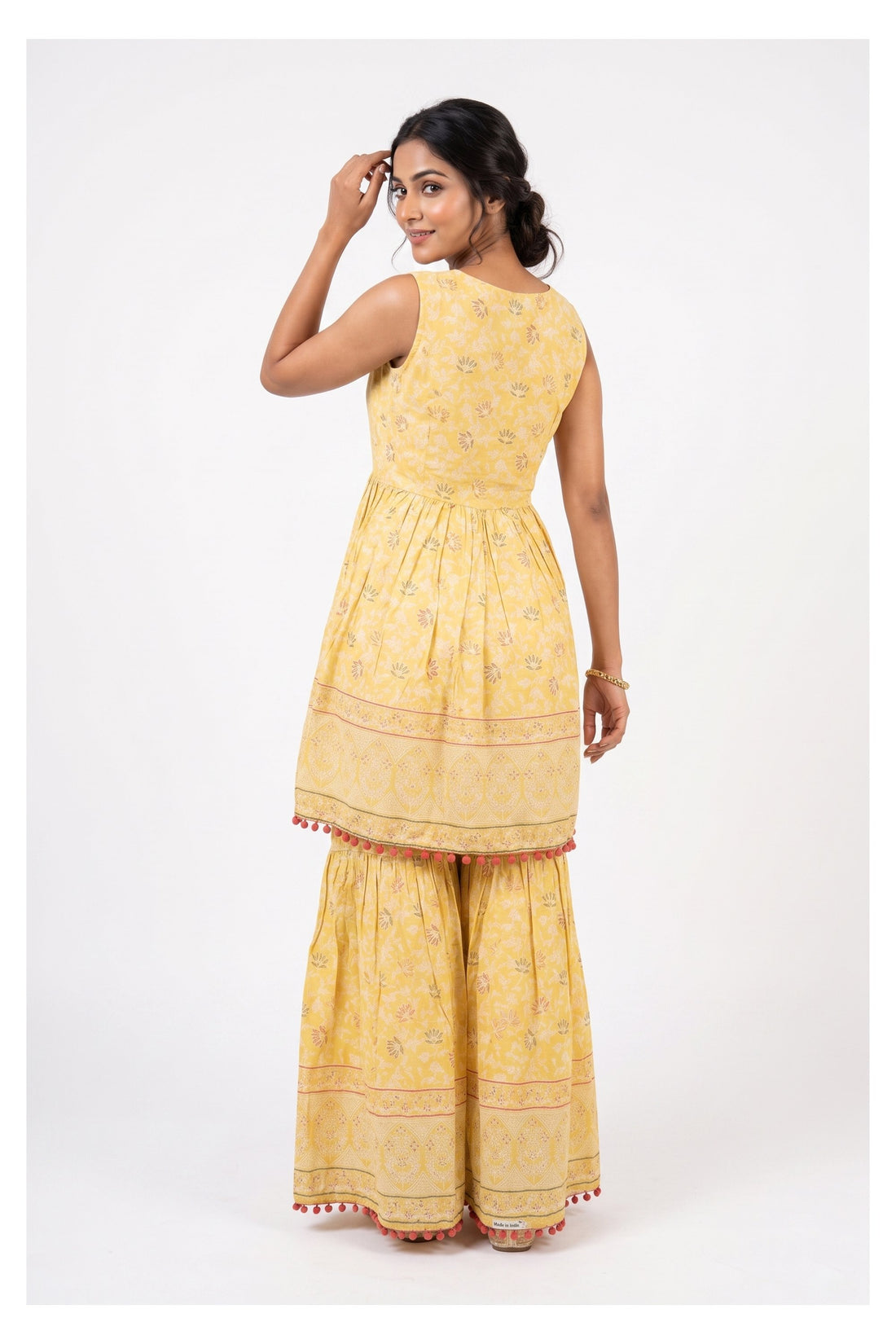Sunshine Yellow Indo-Western Sharara Co-Ord Set