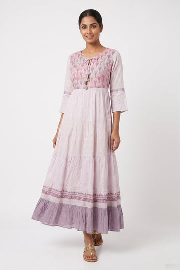 Lavender Bloom Tiered Maxi Dress