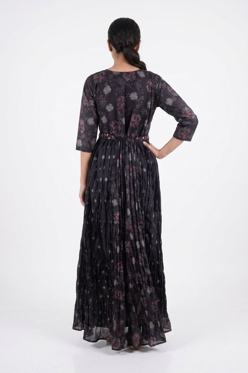 Midnight Blossom Printed Maxi Dress